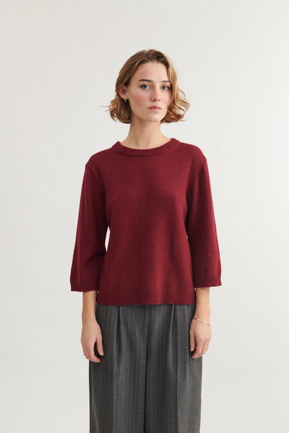 Basic Apparel - Cady 3/4 Sleeve Bordeaux Truffle