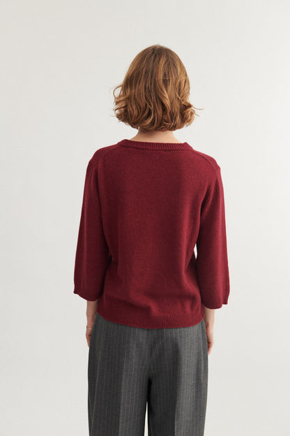Basic Apparel - Cady 3/4 Sleeve Bordeaux Truffle