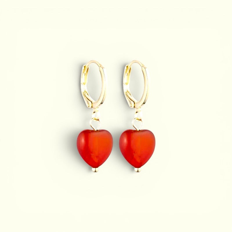 Soi - Alma Heart Rød Jade Øreringe