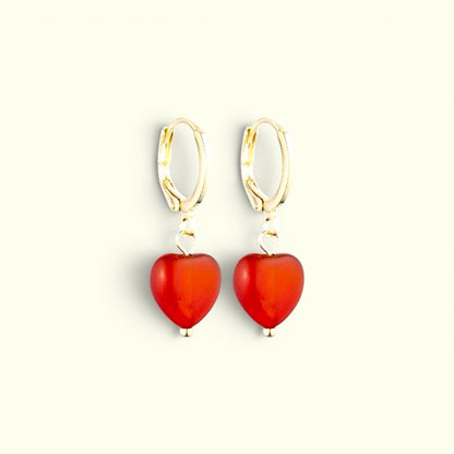 Soi - Alma Heart Rød Jade Øreringe