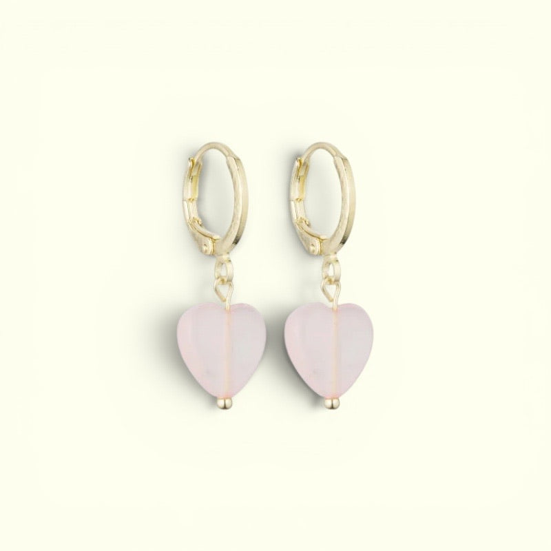 Soi - Alma Heart Rose Quartz Øreringe