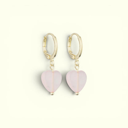 Soi - Alma Heart Rose Quartz Øreringe