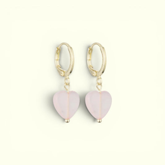 Soi - Alma Heart Rose Quartz Øreringe