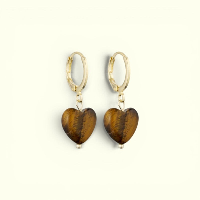 Soi - Alma Heart Tiger Eye Øreringe