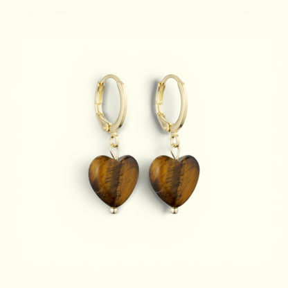 Soi - Alma Heart Tiger Eye Øreringe